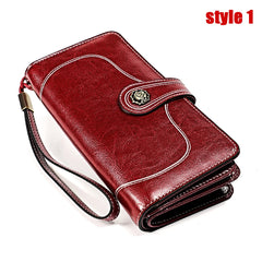 RFID Leather Handbag Large Capacity Long Lady's Purse
