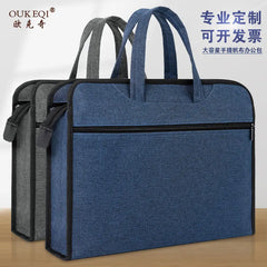 Large-capacity office tote bag file bag conference kit double-tier zipper bag