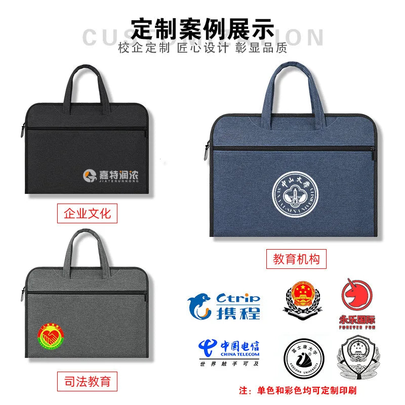 Large-capacity office tote bag file bag conference kit double-tier zipper bag