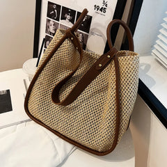 Large Capacity Portable Straw Woven Bag Women's Tote Shoulder Bag