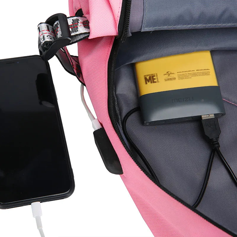 Large School Backpack with USB & Lock for Teen Girls