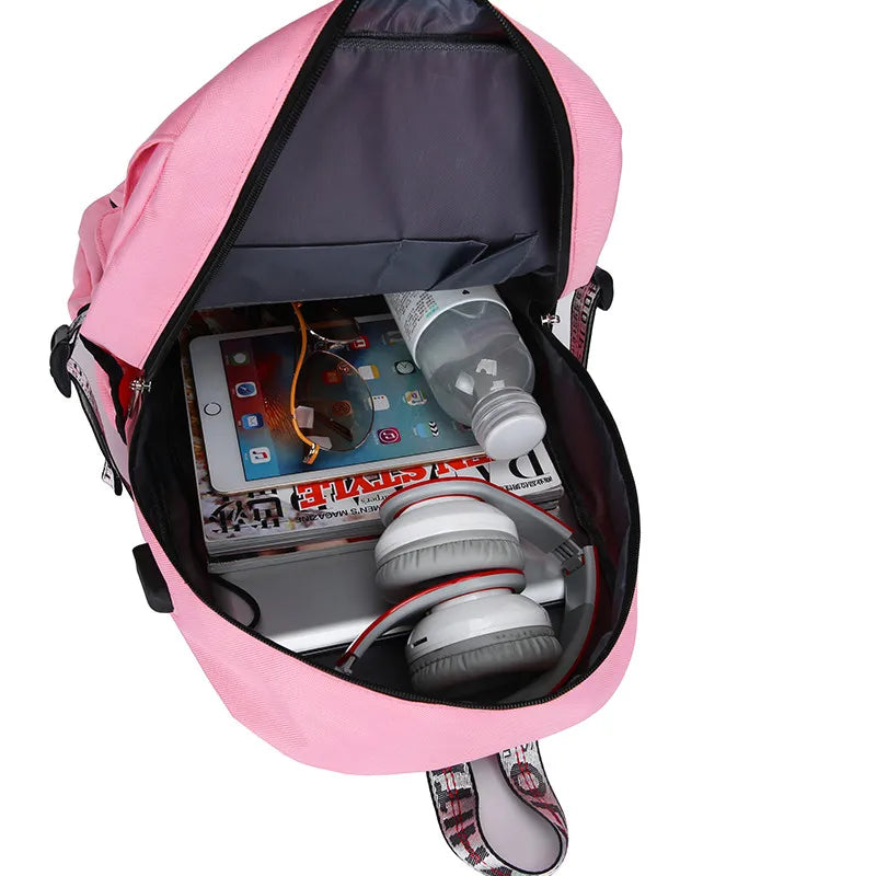 Large School Backpack with USB & Lock for Teen Girls