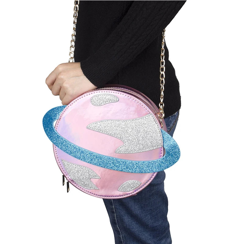Planet Shape Chain Crossbody Bag for Young Girls