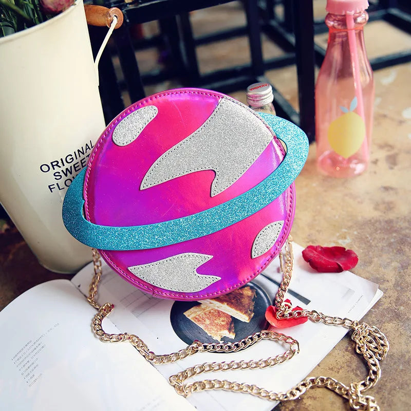 Planet Shape Chain Crossbody Bag for Young Girls