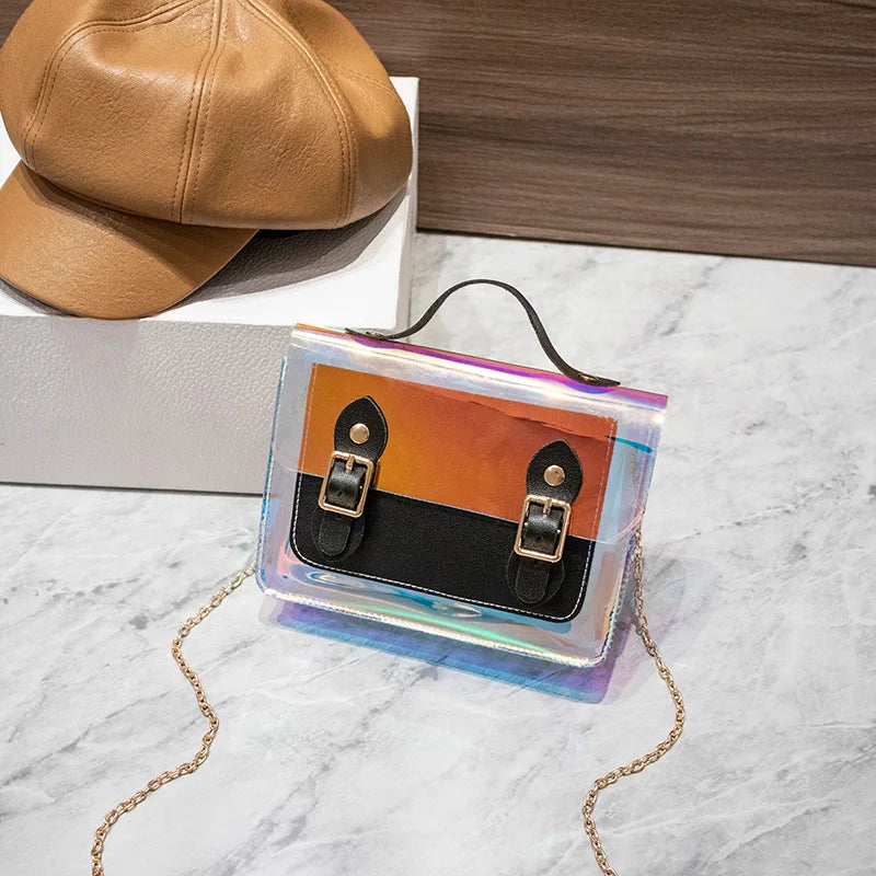 Transparent Laser Crossbody Bag for Women PVC Chain Mini Shoulder Messenger