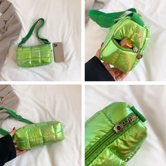 Quilted Shoulder Bag for Women Laser Down Fabric