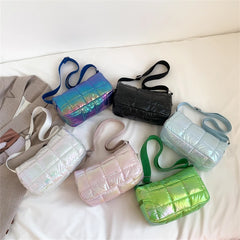 Quilted Shoulder Bag for Women Laser Down Fabric