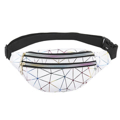 Geometric Pattern Waist Bag PU Leather Belt Chest Phone Pouch Unisex Purse