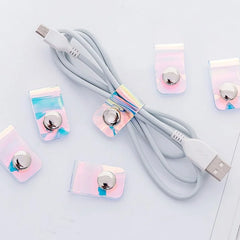 Laser PVC Portable USB Cable Earphone Holder