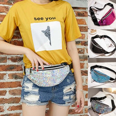Laser Sequins Glitter Waist Fanny Punk Pack Belt Bum Bag Pouch