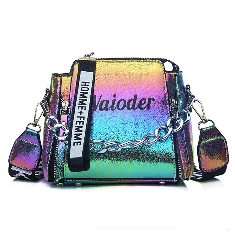 Laser Women Letter Shoulder Bag PU Messenger Bags For Lady