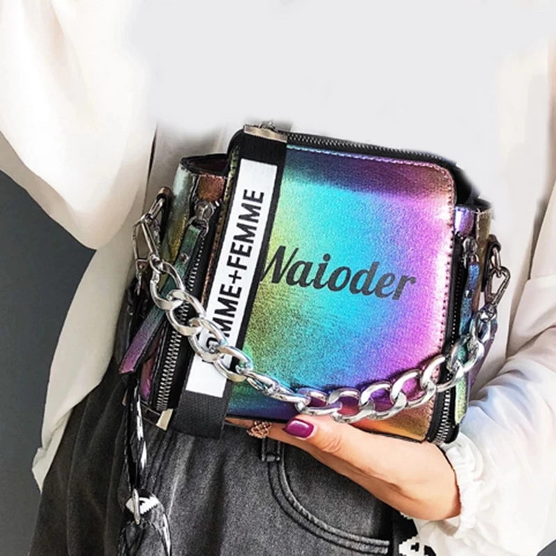 Laser Women Shoulder Bag Crossbody PU Messenger Handbag Lady