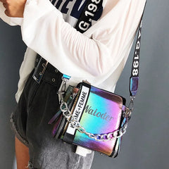 Laser Women Letter Shoulder Bag PU Messenger Bags For Lady