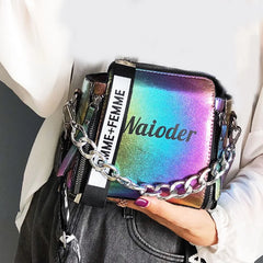 Laser Women Letter Shoulder Bag PU Messenger Bags For Lady