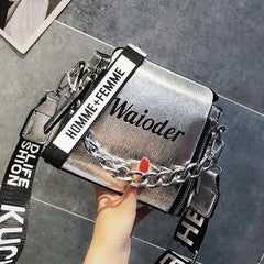 Laser Women Letter Shoulder Bag PU Messenger Bags For Lady
