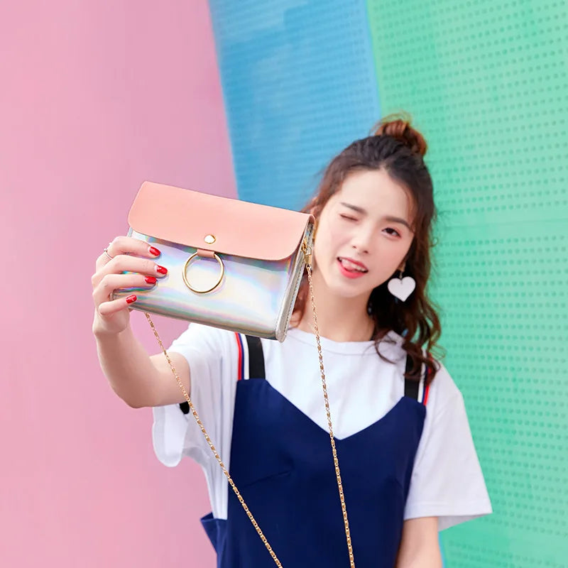 Laser Women Shoulder Bag INS Female Handbag Holiday Messenger Bags