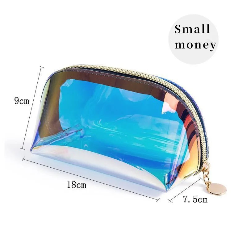 Transparent Laser Cosmetic Bag Semicircle Travel Storage Dumpling Bag