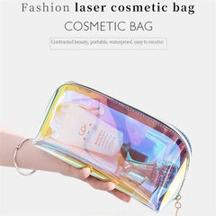 Transparent Laser Cosmetic Bag Semicircle Travel Storage Dumpling Bag