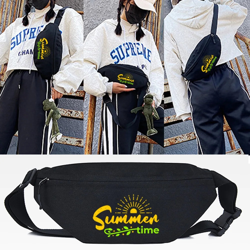 Canvas Waist Bag Women Men Sport Chest Bag Travel Shoulder Bag
