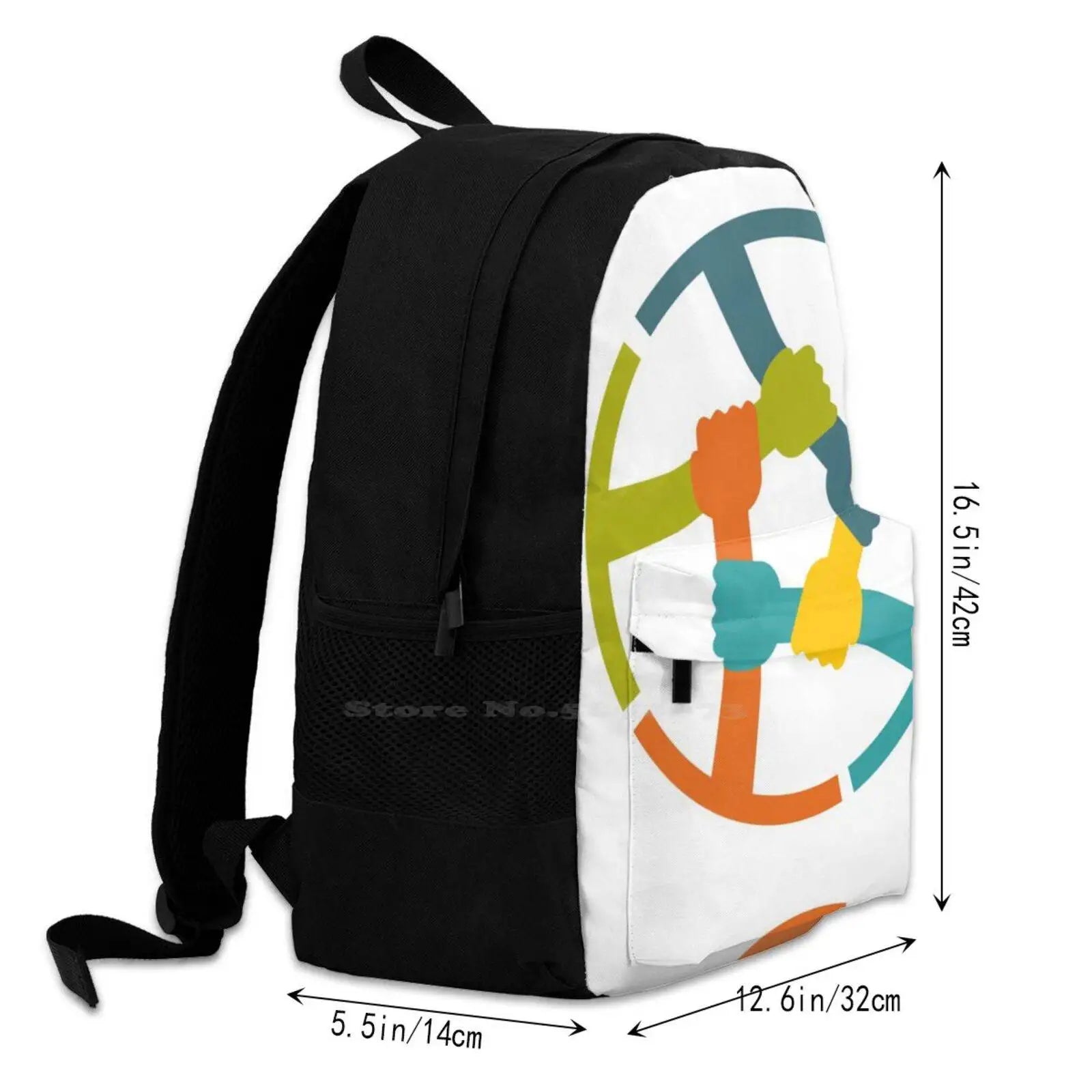 Modern Teen Backpack Laptop Travel Bag Ghost Pug Parody Snow