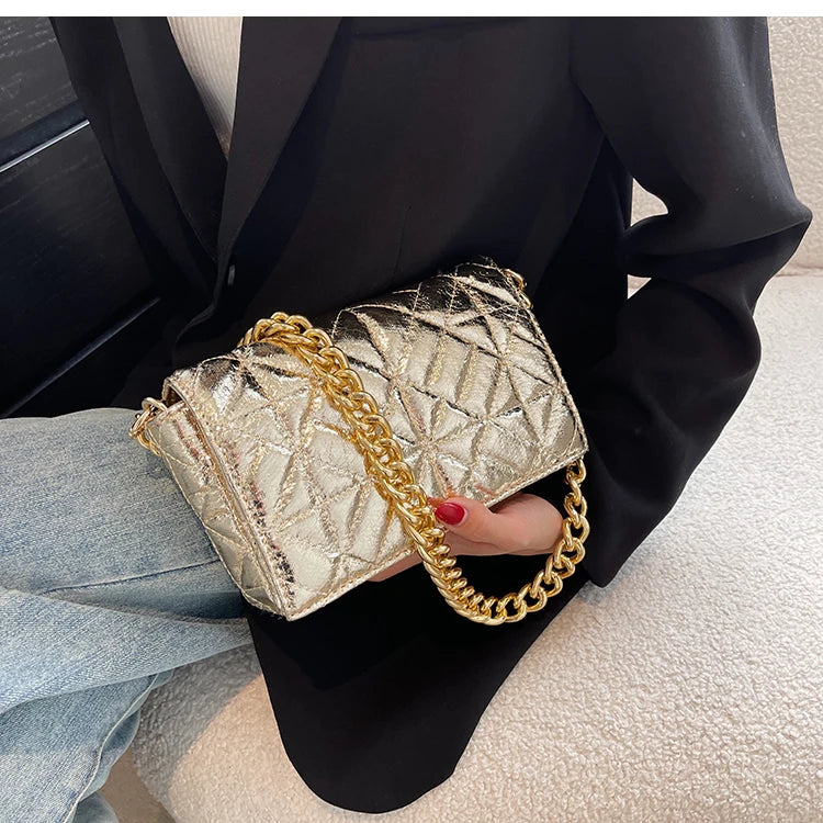 Lattice Flap Crossbody Bag PU Leather Women's Handbag