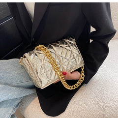 Lattice Flap Crossbody Bag PU Leather Women's Handbag