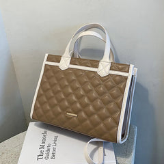 Lattice Large Tote Bag PU Leather Women's Handbag
