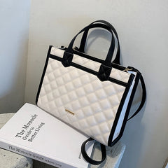 Lattice Large Tote Bag PU Leather Women's Handbag