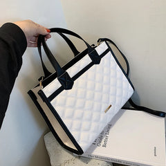 Lattice Large Tote Bag PU Leather Women's Handbag