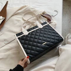 Lattice Large Tote Bag PU Leather Women's Handbag