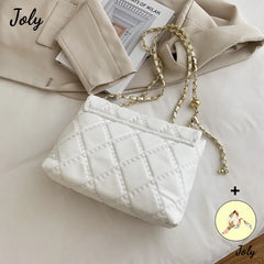 Quilted Chain Strap Shoulder Bag PU Leather Crossbody Bag