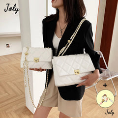 Quilted Chain Strap Shoulder Bag PU Leather Crossbody Bag