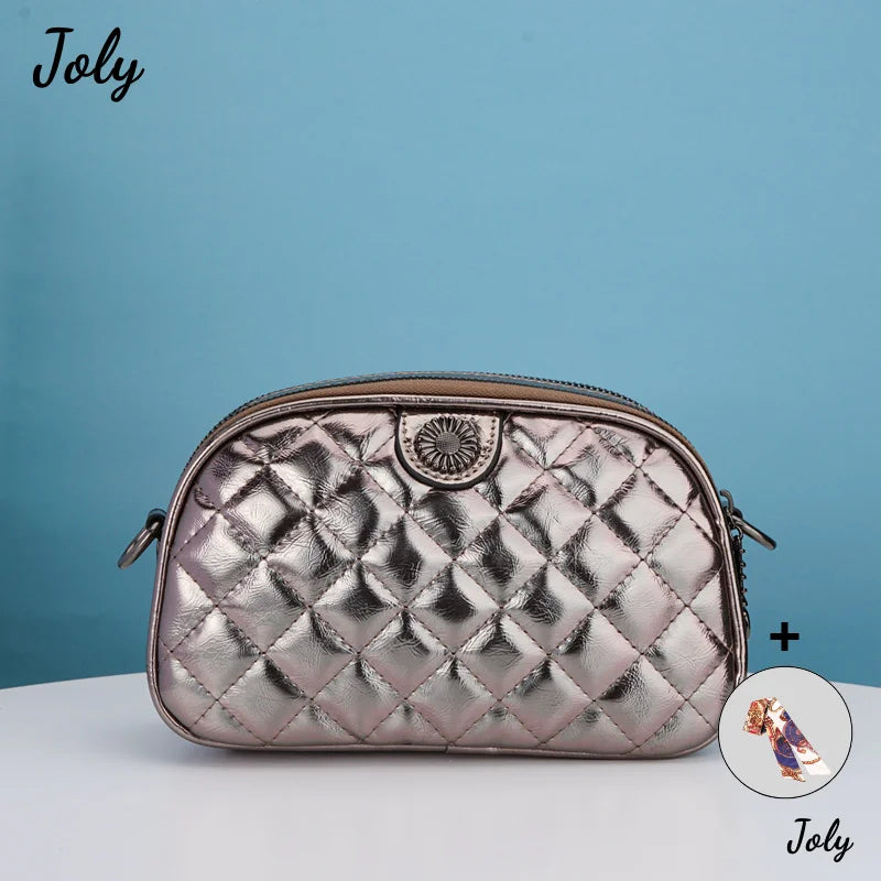 Vintage Pu Lattice Shell Messenger Shoulder Bag Women