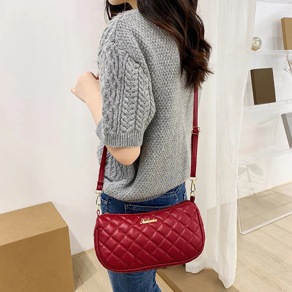 Lattice Pattern Shoulder Bags Women Soft Leather Handbags Ladies Hobos