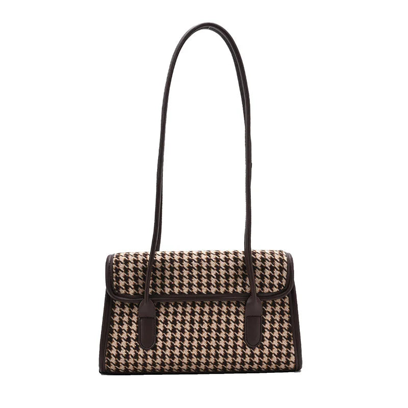 Lattice Pattern Small Shoulder Bag for Women Casual PU Leather Handbag