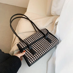 Lattice Pattern Small Shoulder Bag for Women Casual PU Leather Handbag