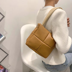 Quilted Lattice Pattern Handbag for Women, Underarm Nylon Bag