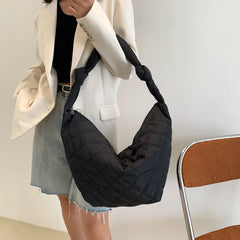Lattice Pattern Women Shoulder Bag Winter Space Cotton Padded Handbag