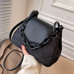 Winter Lattice Square Chain Tote Bag High-quality Nylon Women's Handbag