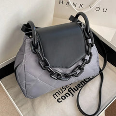 Winter Lattice Square Chain Tote Bag High-quality Nylon Women's Handbag