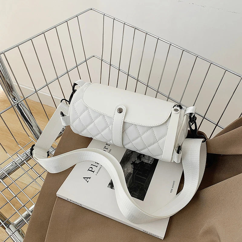 Lattice Tote Barrel Shaped Bag Summer Nylon Women's Handbag