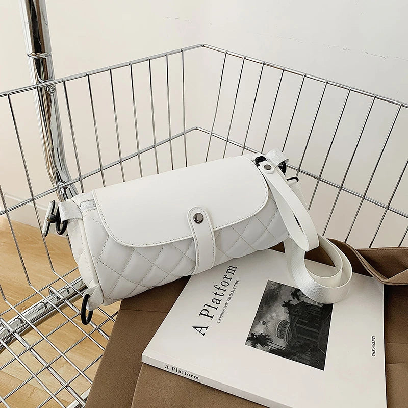 Lattice Tote Barrel Shaped Bag Summer Nylon Women's Handbag