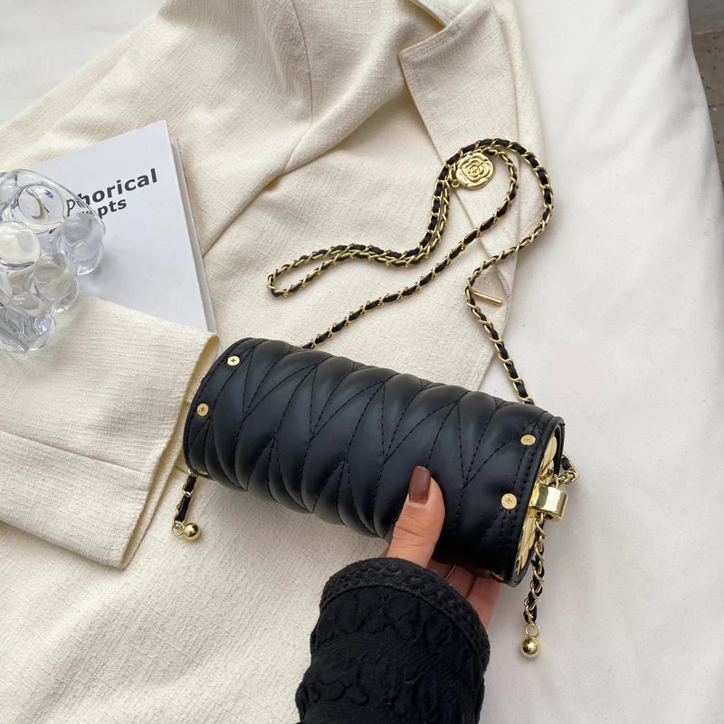 Barrel Shaped PU Leather Tote Bag for Women