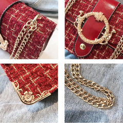 Lattice Wool Women Crossbody Bag Handbags Ladies Bags Retro Shoulder