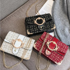Lattice Wool Women Crossbody Bag Handbags Ladies Bags Retro Shoulder
