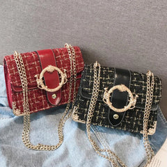Lattice Wool Women Crossbody Bag Handbags Ladies Bags Retro Shoulder