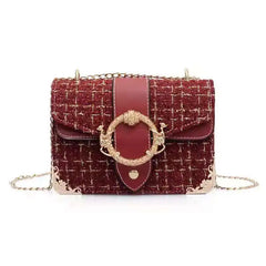 Lattice Wool Women Crossbody Bag Handbags Ladies Bags Retro Shoulder