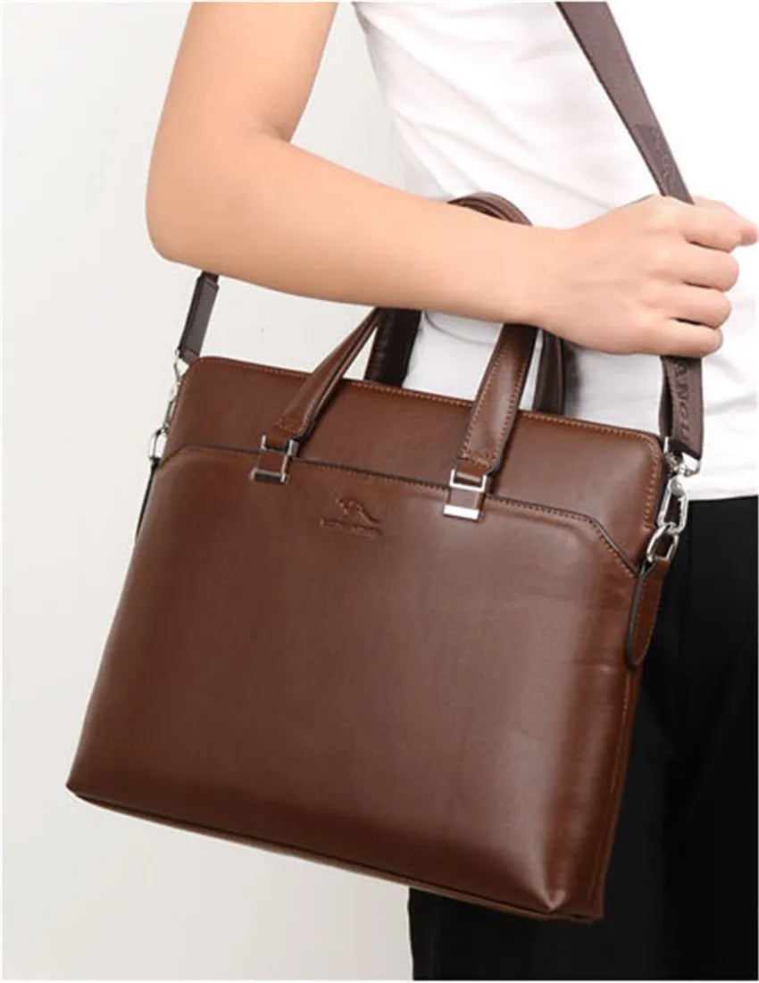 Waterproof Leather Laptop Briefcase for Men