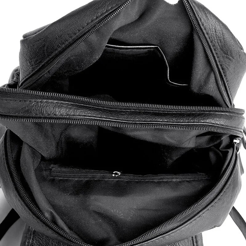 Leather Backpack Women High Shoulder Bag School Backpacks for Teens Girls