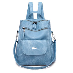 Vintage Leather Backpack Women Shoulder Bag School Girls Back Pack